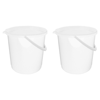 2PK Homeleisure Bucket W/Lid 11L White Kitchen Cooking 