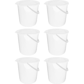 6PK Homeleisure Bucket W/Lid 11L White Kitchen Cooking 
