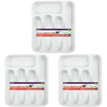 3PK Homeleisure Cutlery Tray Large White Kitchen Cooking  Utensils Set