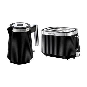 Russell Hobbs Bronte Black Kettle Black/Silver & 2 Slice Bread Toaster Black