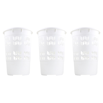 3PK Homeleisure Hamper Space Saver White Laundry Cleaning 