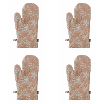 4PK Belle Myrtle Chambray Oven Glove Mitt 32x18cm - Clay