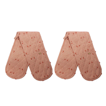 2PK Belle Tuft Cotton Double Oven Glove Mitt 90x18cm - Rose Dawn