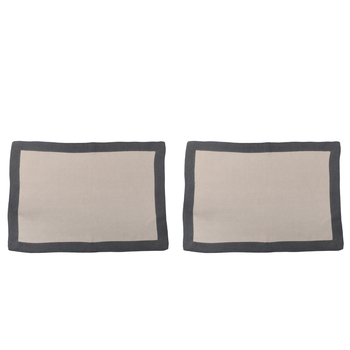2PK Belle Elegance Linen Placemat 48x33cm Rectangle - Storm