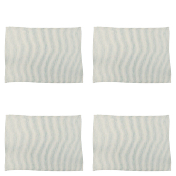 4PK Belle Linen Stripe Placemat 48x33cm Rectangle - Sky Grey
