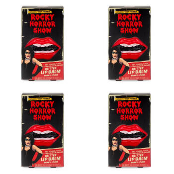 4PK Rocky Horror Show Tinned Scented Moisturising Glitter Lip Balm Cherry