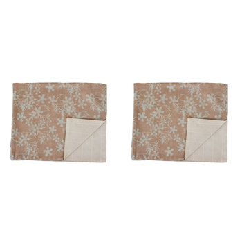 2PK Belle Myrtle Chambray Table Runner 150x45cm Rectangle - Clay
