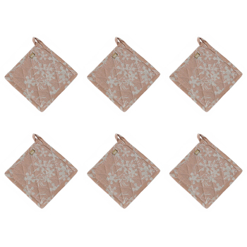 6PK Belle Myrtle Chambray Pot Holder/Trivet 20x20cm Square - Clay