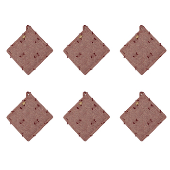 6PK Belle Tuft Cotton Pot Holder/Trivet 20x20cm Square - Ruby