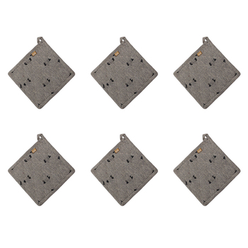 6PK Belle Tuft Cotton Pot Holder/Trivet 20x20cm Square - Dark Slate