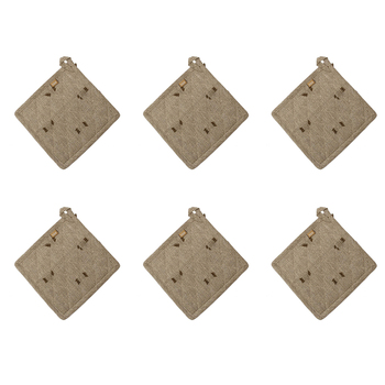 6PK Belle Tuft Cotton Pot Holder/Trivet 20x20cm Square - Burnt Olive
