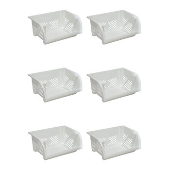 6PK Homeleisure Large Vegetable Tidy White Kitchen Cooking 