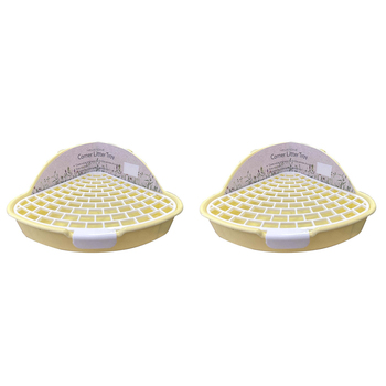 2PK Nature Island Corner 25x20cm w/Clips Cat/Dog Poop Pet Litter Tray Small Yellow