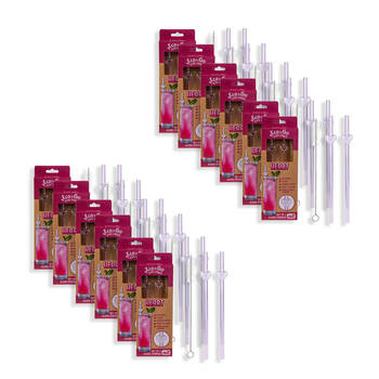 12x 2pc Eco-To-Go Glass Straw Heart Shaped Reusable with Cleaner Set