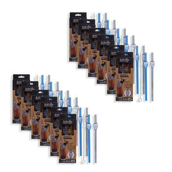 12x 2pc Eco-To-Go Glass Straw Skull Heart Shaped Reusable with Cleaner Set