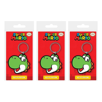 3PK Super Mario Bros Characters Themed Yoshi Kids/Childrens Rubber Keyring