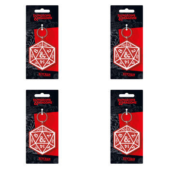 4PK Dungeons & Dragons Dice PVC Rubber Durable Keyring/Keychain 4x9cm