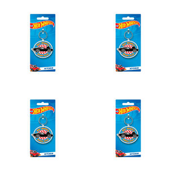 4PK Hot Wheels Speed Club PVC Rubber Durable Keyring/Keychain 4x9cm