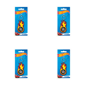 4PK Hot Wheels Burning Tyre PVC Keyring Hanging Accessory 4x9cm