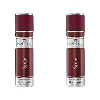 2PK Royal Mirage Men's Sport Daily Fresh Scent Fragrance Body Spray For Men 200ML 