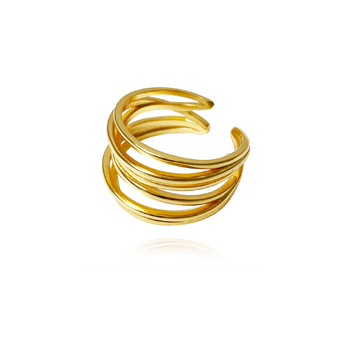 Culturesse Viana Artisan Line Stack Adjustable 2cm Open Ring - Gold