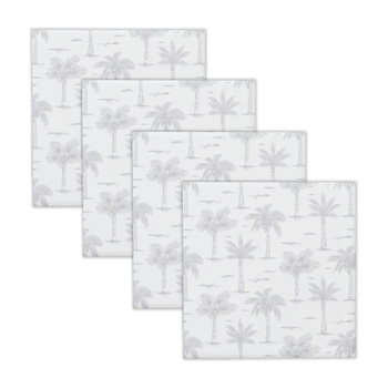 4pc Rayell Ceramic Printed Coasters Paradise's Palms Grey 