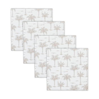 4pc Rayell Ceramic Printed Coasters Paradise's Palms Beige 