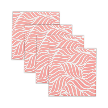 4pc Rayell Ceramic Printed Coasters Leaf Love Tangerine