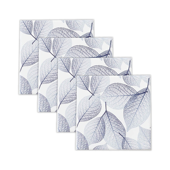 4pc Rayell Ceramic Printed Coasters Leaf Stencil Blue 