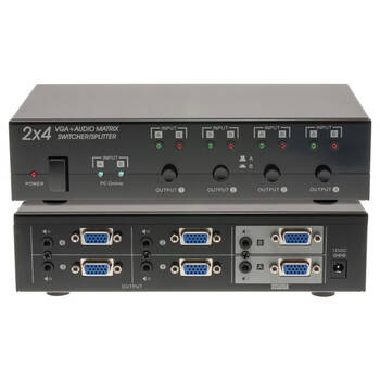 Pro2 2X4 VGA Plus Audio Matrix Switcher Splitter Device For Projector Black