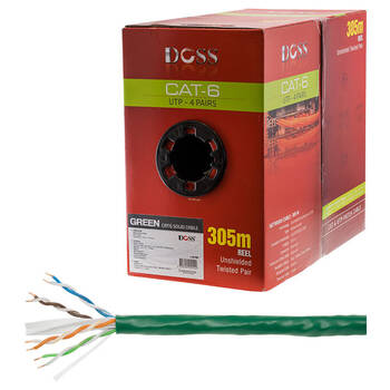 Doss CAT6 Solid Cable UTP 4-Pair LAN Network Connector Reel Roll Green 305M