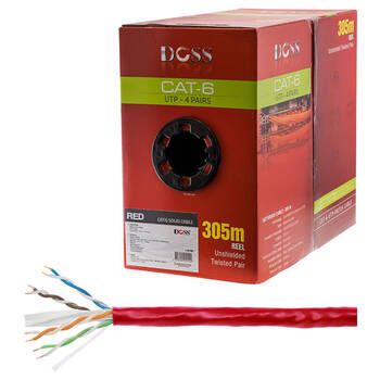 Doss CAT6 Solid Cable UTP 4-Pair LAN Network Connector Reel Roll Red 305M