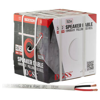 Doss 16AWG 2Core Speaker Cable Connector Cord Pulling Reel Roll White 152M