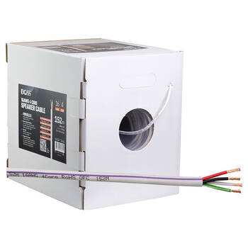 Doss 16AWG 4Core Speaker Cable Connector Cord Pulling Reel Roll White 152M