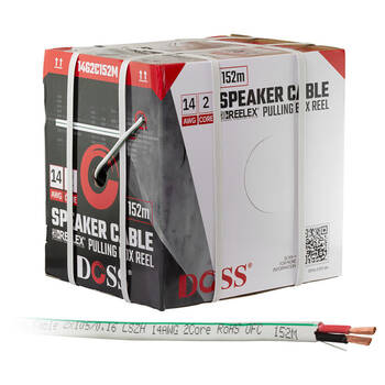 Doss 14AWG 2Core Speaker Cable Connector Cord Pulling Reel Roll White 152M