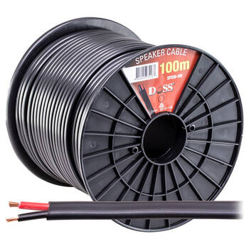 Doss 16AWG 100V Speaker Cable Double Insulated Cord Reel Roll Black 100M