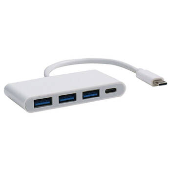 Pro2 4-Port USB-C to USB3.0 Aluminium Hub External Adapter White 20cm Lead
