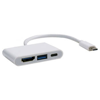 Pro2 3-Port USB-C to HDMI/USB3.0 Hub External Adapter White 15cm Cord Lead
