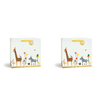2PK Rifle Paper Co Birthday Gift Bag w/ Ribbon 33x32cm Large Party Animals