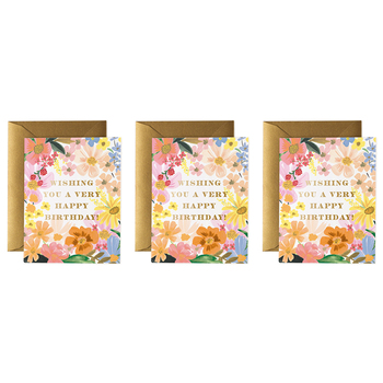 3x Rifle Paper Co 11x14cm Blank Single Greeting Card w/ Envelope - Marguerite Birthday