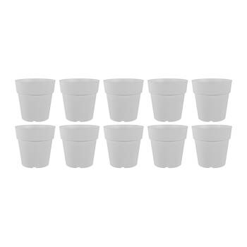 10PK Homeleisure Reko Plastic Plant Pot Round 125mm White 