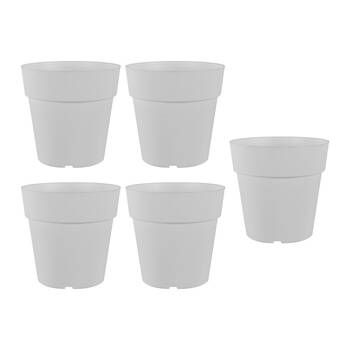 5PK Homeleisure Reko Plastic Plant Pot Round 125mm White 