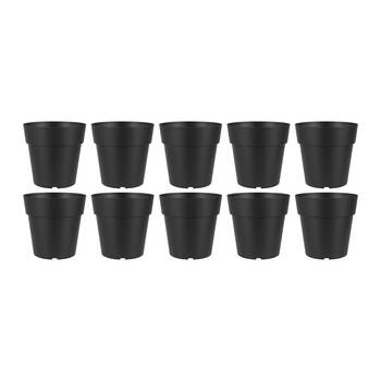 10PK Homeleisure Reko Plastic Plant Pot Round 125mm Charcoal 