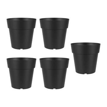 5PK Homeleisure Reko Plastic Plant Pot Round 125mm Charcoal 