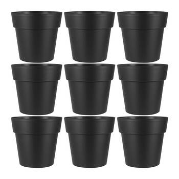 9PK Homeleisure Reko Plastic Plant Pot Round 180mm Charcoal 