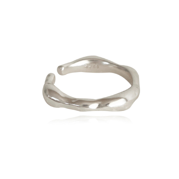 Culturesse Bay Sculpture Adjustable 2cm Open Ring - Silver