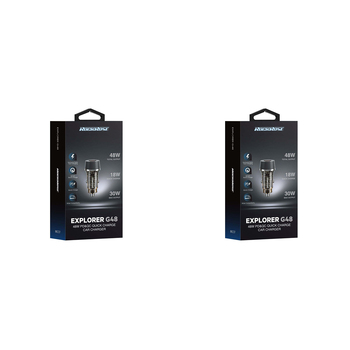 2PK Rockrose Explorer G48 48W Max Dual Port Car Charger - Transparent