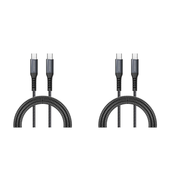 2PK Rockrose Powerline CC1 Pro 3A 100W Max 1M USB-C to USB-C Fast Charge & Data Sync Cable