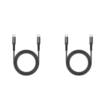 2PK Rockrose Powerline CC1 3A 60W 1M USB-C to USB-C Charge/Data Sync Cable