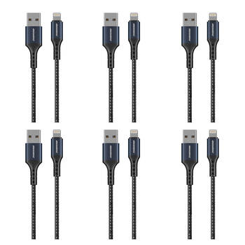 6PK Rockrose Sparta AL Nano USB-A to 8-Pin Fast Charging Cable 50cm